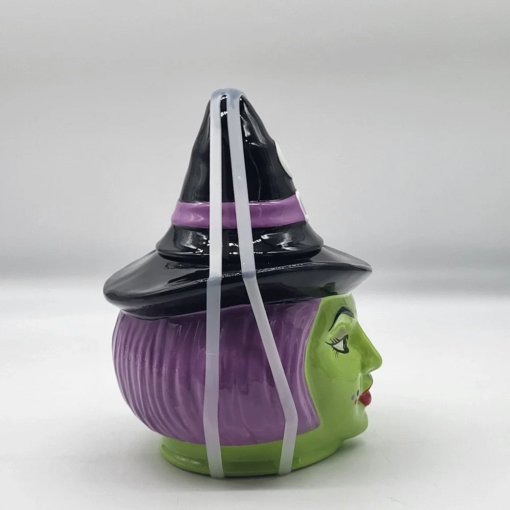 Halloween Witch Cookie Jar Green Face Purple Hair Black Hat 2026 NEW 9.5
